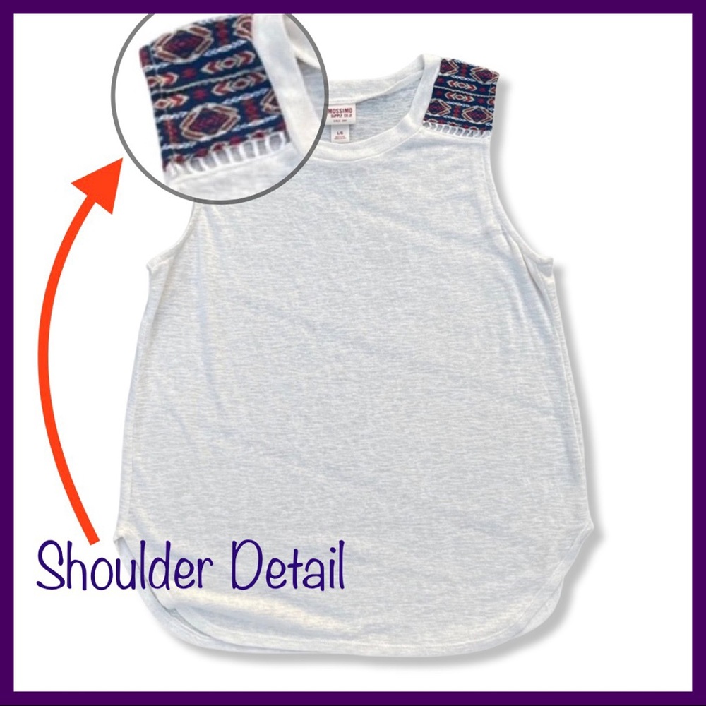 White Slub Tank with Embroidery Detail